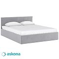 Double Bed With Gray Upholstered Headboard White Mattress And Two White Pillows