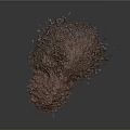 Reddish Brown Soil Pile With Small Stones And Plant Debris Against Dark Background
