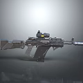 Modern Tactical Assault Rifle With Optical Sight Tactical Attachments And Metallic Finish Design