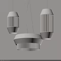 Three Modern White Pendant Lights With Ribbed Texture For Interior Design 3d model