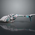 Futuristic White Mechanical Device With Blue Details Streamlined Structure And Circular Accents
