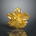 Golden Flower Shaped Decorative Household Ornament With Intricate Petal Details