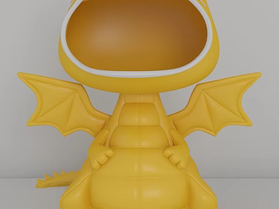 Decorative Ornament Set Yellow Dragon Shaped Design With Wings And Claws For Home Decor 3d model