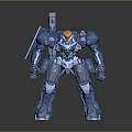 Metallic Blue Robot Model Featuring Mechanical Structure Orange Head And Reflective Surface 3d model