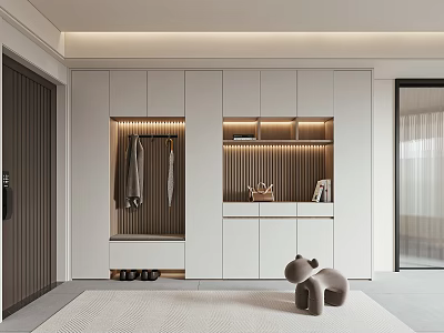 Modern Luxury Shoe Cabinet with Coat Hanging Area Shoe Bench and Storage in Sleek Design 3d model