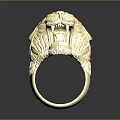 Golden Tiger Head Ring With Intricate Carved Design For Fashion Jewelry Accessory