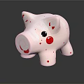 Cute Pink Pig Game Character With Red Spots Silver Eye And Coin Bank Features