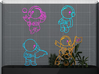 Modern Decorative Light Spaceman Neon 3d model Modern Decorative Light Spaceman Neon 3d model