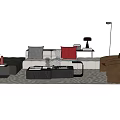 Modern Sofa And Coffee Table Set With Colorful Cushions Glass Top And Brown Armchair