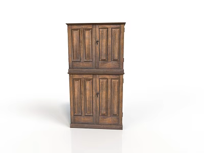 Traditional Wooden Cabinet With Double Doors And Two Tier Storage Design 3d model