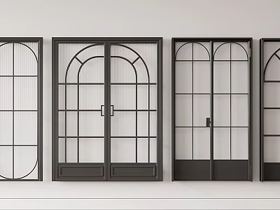 Black Double Doors With Glass Panes For Modern Interior And Architecture Design 3d model