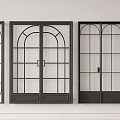 Black Double Doors With Glass Panes For Modern Interior And Architecture Design