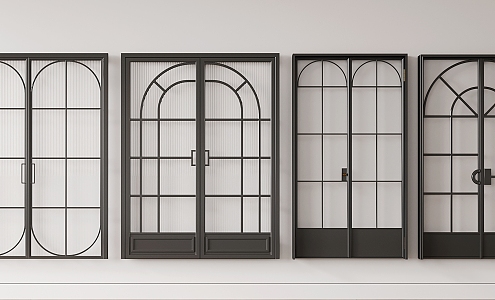 French double door wrought iron glass double door 3d model