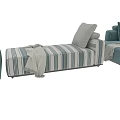 Stylish Ottoman Collection With Striped Solid Color Designs Pillows And Soft Blankets