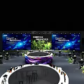 Leading Digital Industry Stage With Green Plants Blue Backdrops Empowering Electrical Society