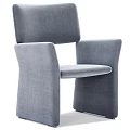 Modern Minimalist Single Chair With Light Gray Fabric And Unique Armrest Design
