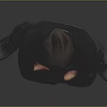 Man In Black Outfit With Beanie Standing Arms Crossed On Gray Gradient Background