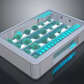 Smart Indoor Planter Miniature Garden Scenery Featuring Green Plants And Blue LED Lights