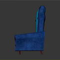Modern Blue Sofa With Three Backrests Red Button Accents Minimalist Design