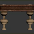 Antique Style Wooden Table With Brass Decorative Discs And Spherical Metal Legs