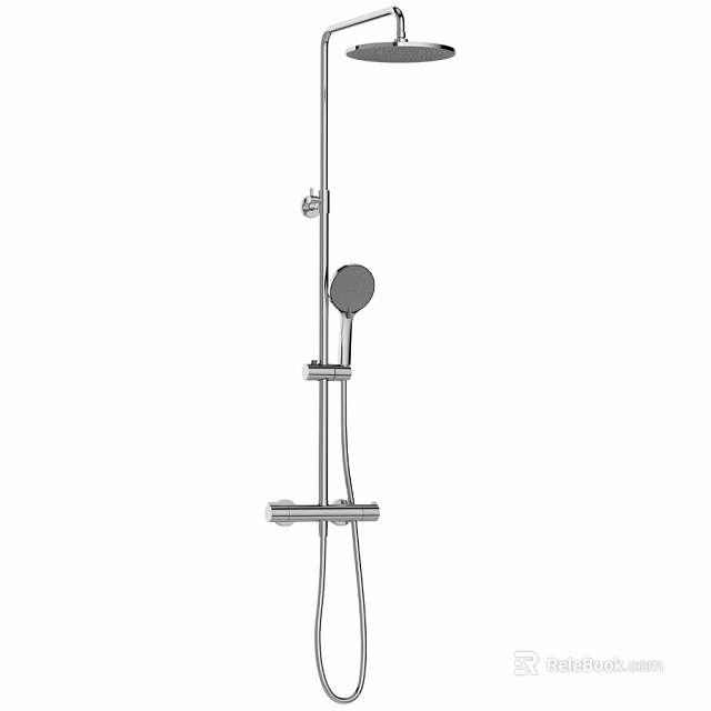 Modern Shower Sauna System With Handheld Fixed Showerheads Adjustable Rail And Control Knob 3d model 