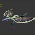 Blue Purple Dragon with Artistic White Patterned Wings Detailed Design on Dark Background