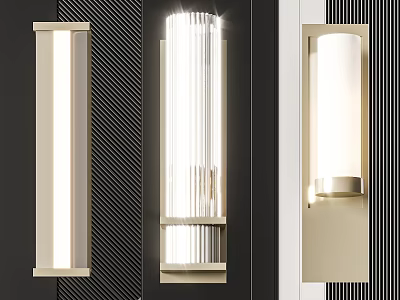 Modern Wall Lamps With Metallic Frames Glass Elements Sleek Lines And Soft Lighting Effect 3d model
