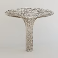 Wire Column with Intricate Intertwined Design and Umbrella Shaped Top in Minimalist White Background