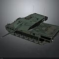 Detailed Green Military Tank 3D Model With Cannon Tracks And Antennas