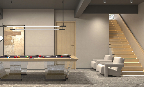 Modern Billiards Room Underground Billiards Room 3d model