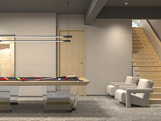 Modern Billiards Room Underground Billiards Room 3d model