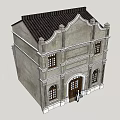 Commercial Complex Classical Style Two Story Building With Arched Entrance And Symmetric Windows