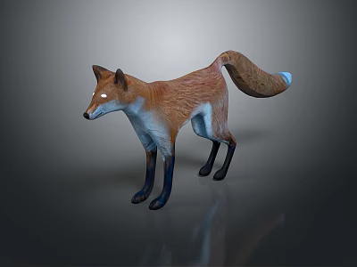 Game And Movie Character 3D Fox With Brown Fur White Glowing Eyes And Bushy Tail 3d model
