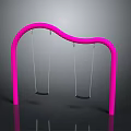 Playground Swing With Pink Curved Frame Two Seats And Metal Chains
