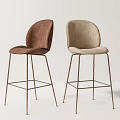 Modern Stylish Bar Stools With Two Different Colors Velvet Seats And Metal Legs
