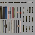 Door Handle Wardrobe Handle Carved Metal Handle Component Hardware Handle Cabinet Door Handle 3d model