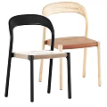 Modern Leisure Chairs With Black And Light Wood Frames And Upholstered Seats