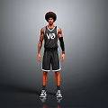 3D Basketball Player Model With Black Jersey V2 Lettering Shorts Tattoos And Arm Sleeve