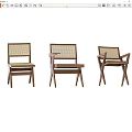Modern Wooden Dining Chairs With Simple Rattan Back And Seat Design
