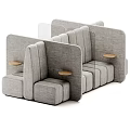 Gray Fabric Public Chairs With Dividers Small Round Tables For Modern Public Seating Areas