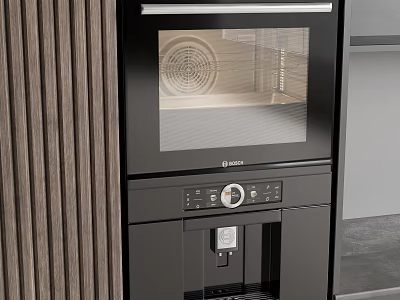 Modern Built in BOSCH Kitchen Appliances With Oven And Coffee Machine 3d model