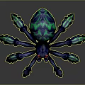 Vibrant Blue Green Spider With Red Glowing Eyes Fantasy Creature Design