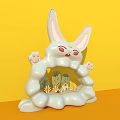 Cute Rabbit Shaped Photo Spot With Yellow Background Arch Structure Small Trees And Pink Paws