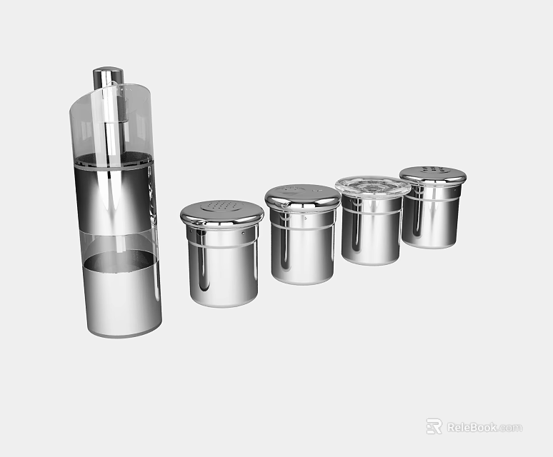 Modern Stainless Steel Glass Kitchen Storage Bottle And Canisters With Lids 3d model 