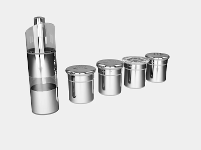 Modern Stainless Steel Glass Kitchen Storage Bottle And Canisters With Lids 3d model