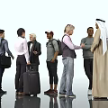 Group of Men Standing with Suitcases and Backpacks Having Conversation Together