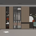 Modern Walk in Closet Interior Design With Glass Door Cabinets Hanging Area And Mirror Chair