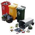Other Waste Management With Plastic Recycling Glass Bins And Scattered Trash