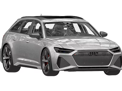 Silver Audi Sporty Wagon With Sleek Body And Alloy Wheels Design 3d model