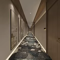 Modern Hotel Lobby Interior With Marble Reception Desk Pendant Lights And Wall Art